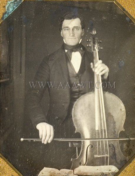 Daguerreotype, Man with Cello and Bow, Rare Subject
Quarter Plate, sans frame